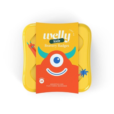 Welly Kids Bravery Badges Assorted Monster Flex Fabric Bandages - 48ct