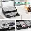 Lockable Watch Box with Glass Top, Black PU Leather Storage Case for Jewelry and Sunglasses, Organizer for Men & Women - 3 of 4