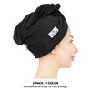American Soft Linen 100% Cotton Hair Drying Towels for Women, 2 Pack Turkish Hair Towel Wrap, Head Towel Cap with Button, Hair Turban Towel - 2 of 4