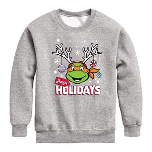 Boys' - Teenage Mutant Ninja Turtles - Happy Holidays Graphic Long Sleeve Fleece Sweatshirt - 1 of 4