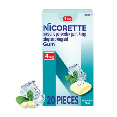 Nicorette 4mg Stop Smoking Aid Nicotine Gum - White Ice Mint - 20ct