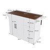 Homy Casa Rolling Kitchen Island Cart with Extendable Wood Countertop, Drawers and Cabinets, for Kitchen or Dining Space, White/Walnut - 3 of 4