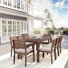 Martha Stewart Bedford Indoor-Outdoor Patio Set with 70" Table and 8 Dining Chairs with Brushed Woodgrain Aluminum Finish and All-Weather Seat Cushion - 2 of 4