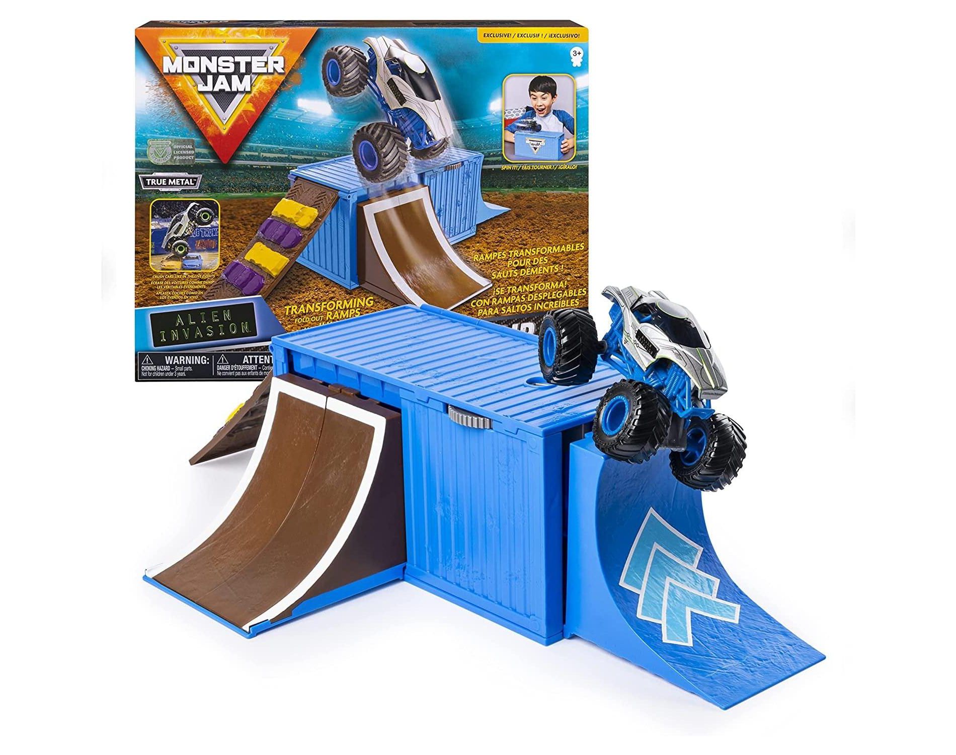 Monster Jam, Ship It & Flip It Transforming Playset with Exclusive 1:64 Scale Die-Cast Monster Jam Truck