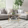 32" Tempered Glass 2-Tier Side Table with Steel Frame and Storage, Round End Table for Living Room - 2 of 4