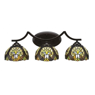 Toltec Lighting Zilo 3 - Light Vanity in  Dark Granite with 7" Ivory Cypress Art Glass Shade