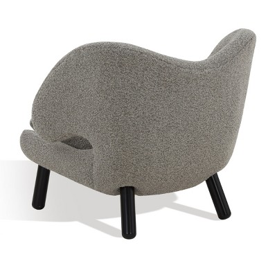 Felicia Light Grey Boucle Barrel Accent Chair with Black Birchwood Legs