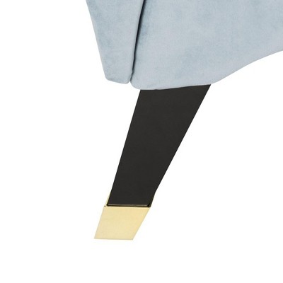 Slate Blue Velvet Art Deco Chaise Lounge with Gold Embellishments