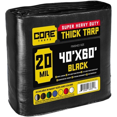 Core Tarps Heavy Duty 20 Mil Tarp Cover, UV Resistant, Rip Proof for Roof, Camping, Patio, Pool, Boat