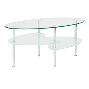 Glass Oval Living Room Metal Coffee Table - Saracina Home: Modern Style, Scratch-Resistant, 17" Height - 1 of 4