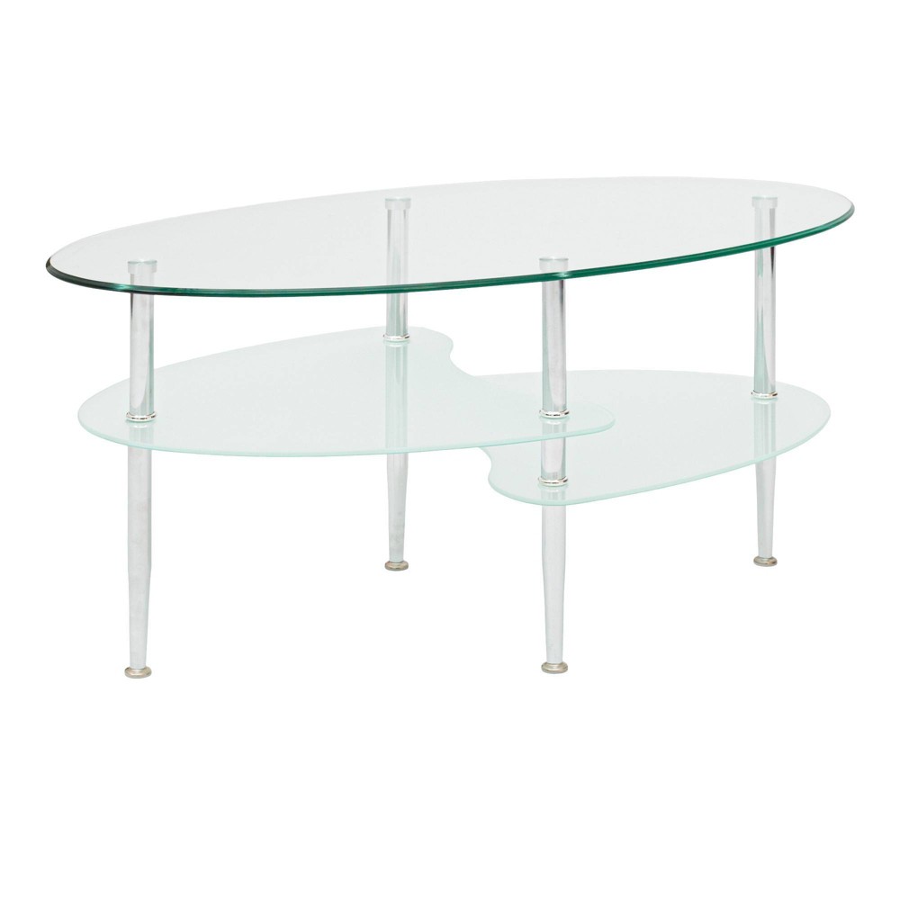 Photos - Coffee Table Glass Oval Living Room Metal  - Saracina Home