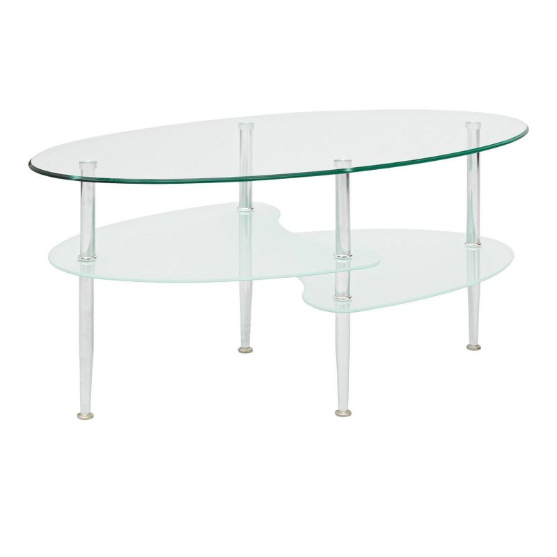 Glass Oval Living Room Metal Coffee Table - Saracina Home, 1 of 12