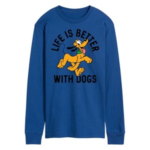 Men's - Disney - Life Is Better With Dogs Long Sleeve Graphic T-Shirt - 1 of 4