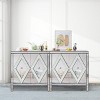 Mirror Trim Sideboard Buffet Cabinet, Storage Cabinet with Crystal Handles, Spliced Panel Design for Living Room, Dining Room, or Entryway–Cuddlewood - 3 of 4