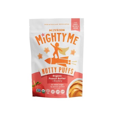 Mission MightyMe Nutty Puffs Baby Snacks - Organic Peanut Butter with Strawberry - 1.5oz