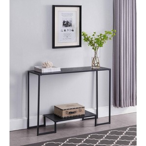 Kings Brand Furniture – Vidal Modern Metal/Wood Console Sofa Table with Storage Shelf, Black/Grey- Perfect for Entryways and Living Rooms - 1 of 4