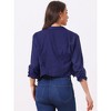 Allegra K Women's 3/4 Ruched Sleeve Shawl Lapel Lightweight Open Front Cardigans - 3 of 4
