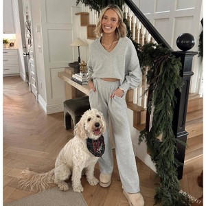 Imily Bela Womens V Neck Sweatshirt 2 Piece Sweat Set Pocketed SweatPants Casual Sport Tracksuits - 1 of 4