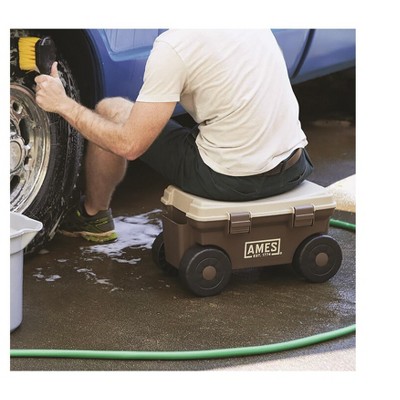 Brown and Beige Plastic Rolling Garden Storage Cart