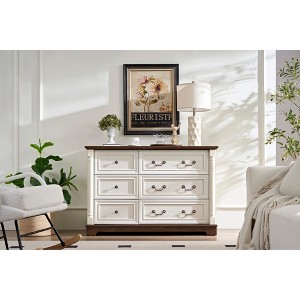 6-Drawer Solid Wood Farmhouse Style Dresser Chest with Smooth-Gliding Drawers, Multi-Scene Use, and Sturdy Durable Design - 1 of 4