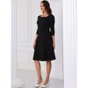 INSPIRE CHIC Women's Work Elegant Square Neck 3/4 Sleeve Belted Pleated a Line Church Midi Dress - 4 of 4
