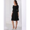 INSPIRE CHIC Women's Work Elegant Square Neck 3/4 Sleeve Belted Pleated a Line Church Midi Dress - image 4 of 4