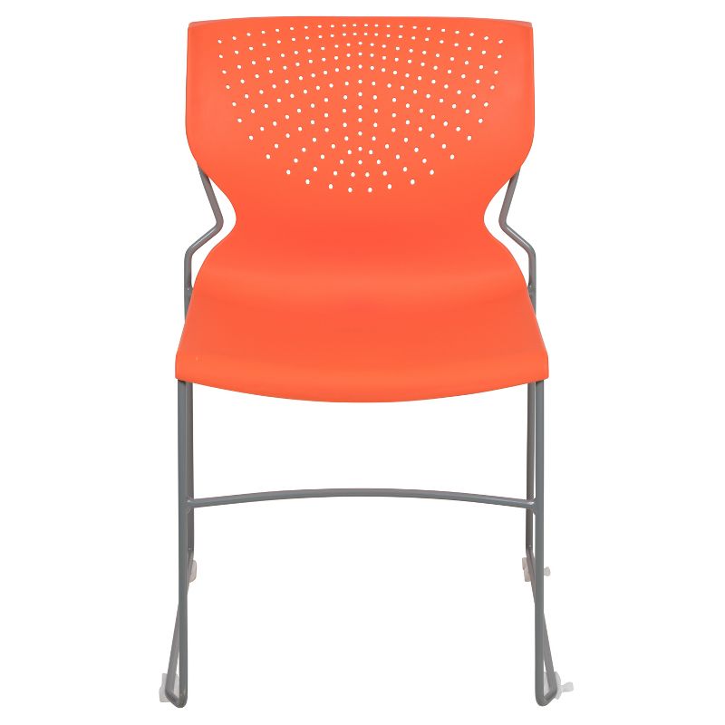 Flash Furniture HERCULES Series 661 lb. Capacity Orange Full Back Stack Chair with Gray Powder Coated Frame, 4 of 15