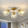 PAKOKULA 20.47 in. 3-Light Gold Modern Semi-Flush Mount with Seeded Glass Shade - 2 of 4