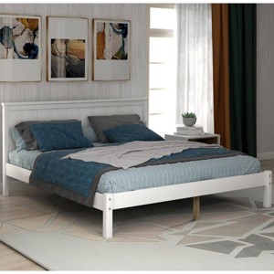 Streamdale Platform Bed Frame with Headboard, Wood Slat Support, No Box Spring Needed, Full, White - 1 of 4