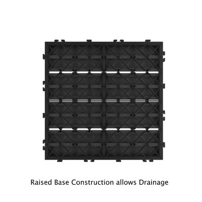 Dark Gray 12" Square Interlocking Wood Plastic Composite Deck Tiles