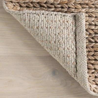 Tan Braided Handmade Wool Runner Rug, 2' x 8'