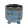 Cheung's Victrola Raised Round Tri-Band Lined Pattern Ceramic Pot- Large - Blue - 2 of 4
