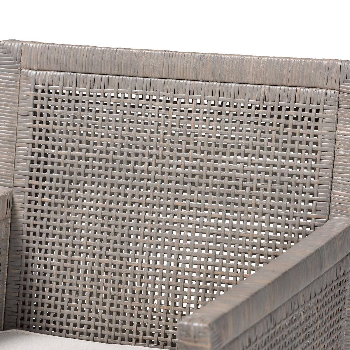 bali & pari Karis Rattan Dining Chair with Cushion French Gray