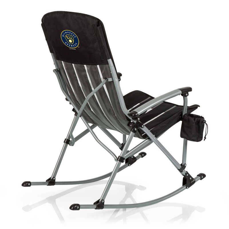 MLB Milwaukee Brewers Outdoor Rocking Camp Chair - Black, 1 of 7