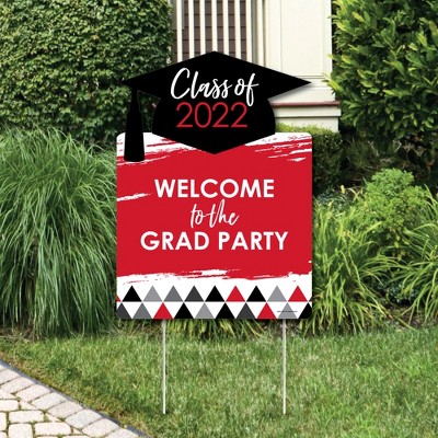 Big Dot of Happiness Red Grad - Best is Yet to Come - Party Decorations - Red 2022 Graduation Party Welcome Yard Sign