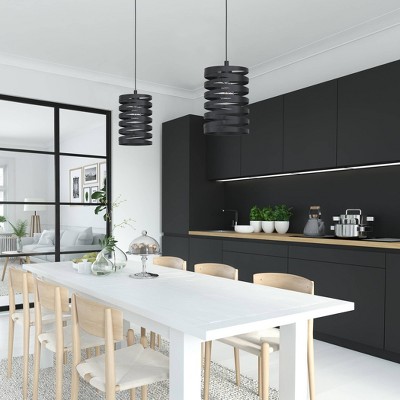 Cremella Contemporary Mini Drum Pendant with Adjustable Black Cord