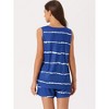 cheibear Women's Striped Round Neck Sleeveless Shirt 2 Piece Tank and Shorts Pajama Set Sleepwear - 3 of 4