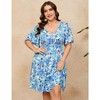YesFashion Women's Plus Size Boho Floral V Neck Ruffle Short Sleeve Dress Elastic High Waist A Line Summer Dress - 4 of 4