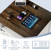 Vipbear End Table with Charging Station 24"Large Sofa Side Table with Barn Door, Rustic Wood Bedside Table with Adjustable Storage Shelf for Bedroom - 2 of 4