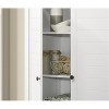 Vynxaria 35" White Storage Cabinet with Oak Accents and Slatted Panel Design - 4 of 4