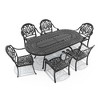 7-Piece Cast Aluminum Outdoor Dining Set: Oval Table, Stackable Chairs & Brown Cushions - All-Weather Patio Furniture for Your Backyard - 3 of 4