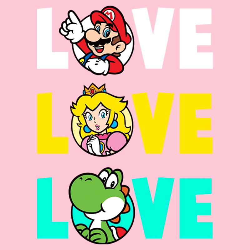 Girl's Nintendo Love with Mario, Princess Peach, and Yoshi T-Shirt, 2 of 5