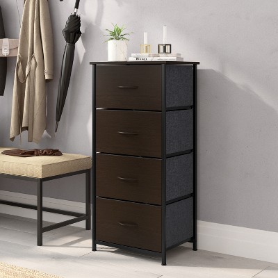 Emma 4-Drawer Brown and Black Vertical Storage Dresser