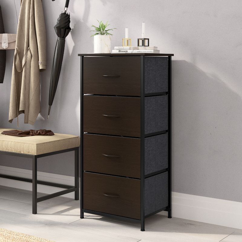 Emma and Oliver 4 Drawer Storage Dresser with Cast Iron Frame, Wood Top and Easy Pull Engineered Wood Drawers with Wooden Handles, 2 of 12