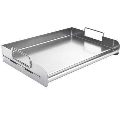 Charcoal Companion Stainless Steel Pro Grill Griddle, Heavy-Duty Professional Grade Griddle with Rear Edge Stop, Grease Reservoir, and Welded Handles