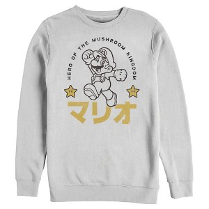 Men's Nintendo Super Mario Mushroom Kingdom Kanji Stars Sweatshirt - 1 of 3