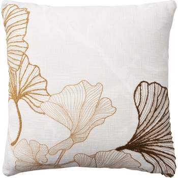 Mina Victory Lifestyle Cotton Fan Leaf 18" x 18" Indoor Throw Pillow Brown