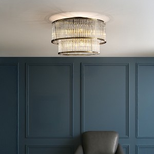 ALOADECOR Modern Glam  Glass Drum Flush Mount Contemporary Ceiling Light For Living Room Entryway Bedroom - 1 of 4