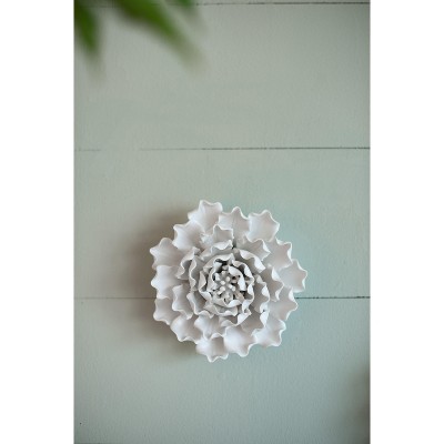 D5.9x2.8inHandmade Cream Ceramic Flower Wall Decor Accent