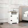 GlasFlength Utility Storage Cabinets Farmhouse Nightstand with Barn Door Storage Fashion Design for Bedroom Office, White, 18.78"*15.35"*24.02" - 2 of 4